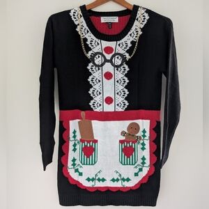 NEW Sweet Gingerbread Baker Tunic Ugly Christmas Sweater Dress Sz. M Mom Grandma
